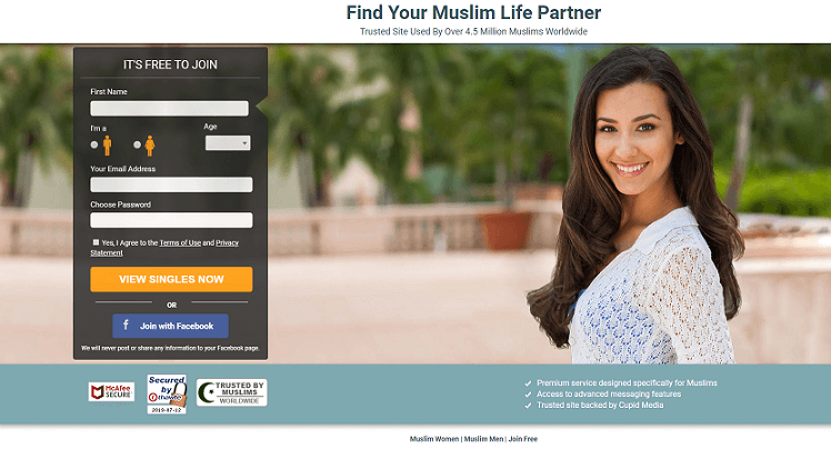 Muslima landing page with beautiful muslim woman