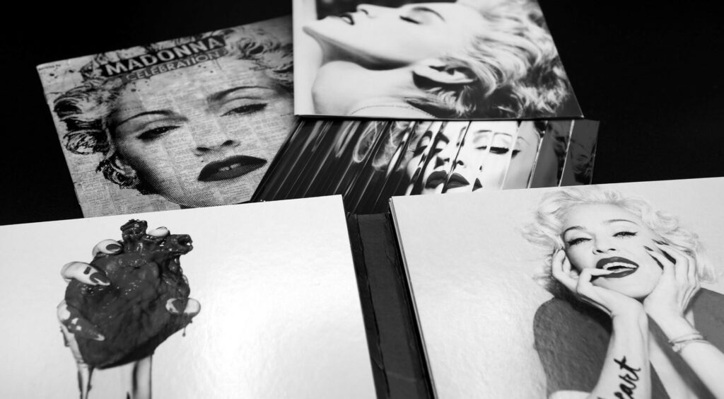 Set of madonna pictures in black and white