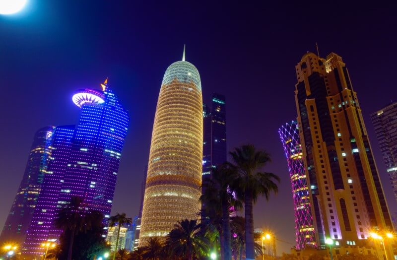 Qatar doha tower at night