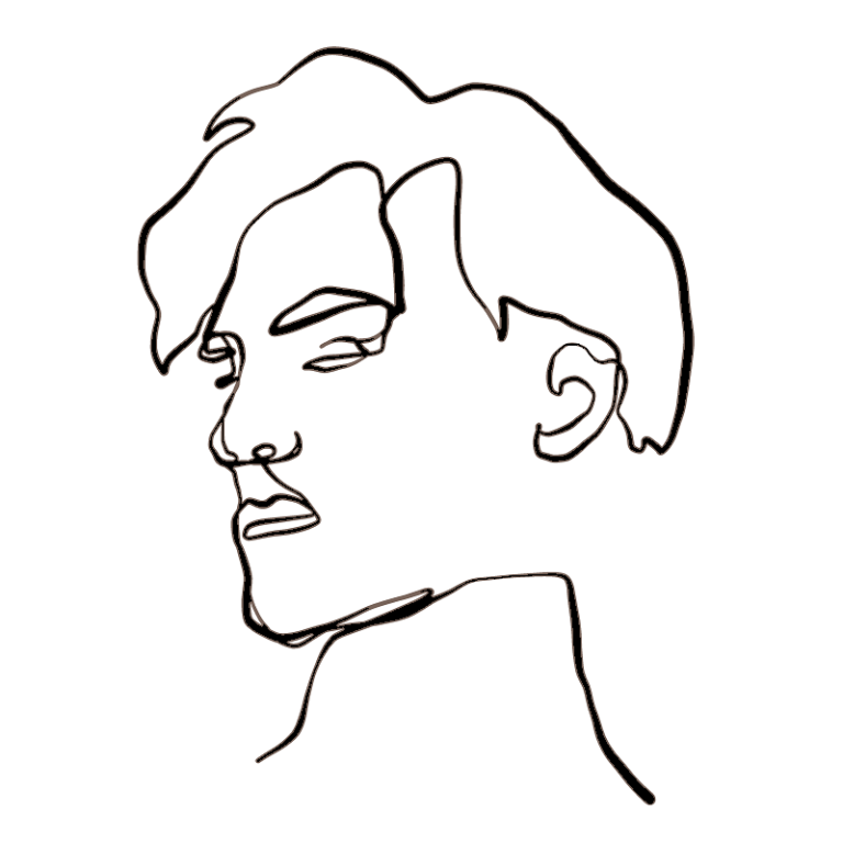 Black line profile drawing of an anti fuckboy
