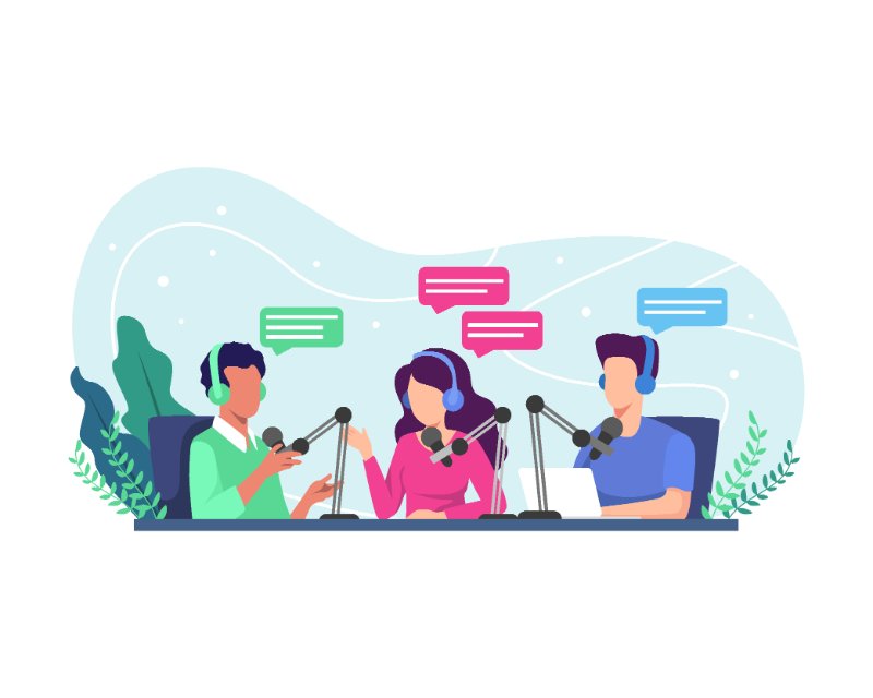 Vector art of people recording each other talking