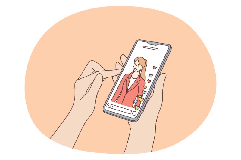 Vector art of someone messaging a woman