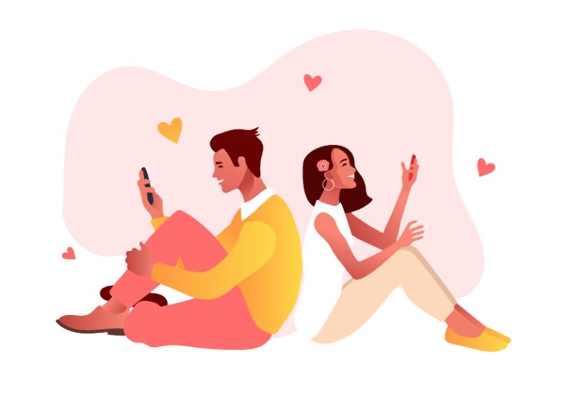 Vector art of a happy couple in love