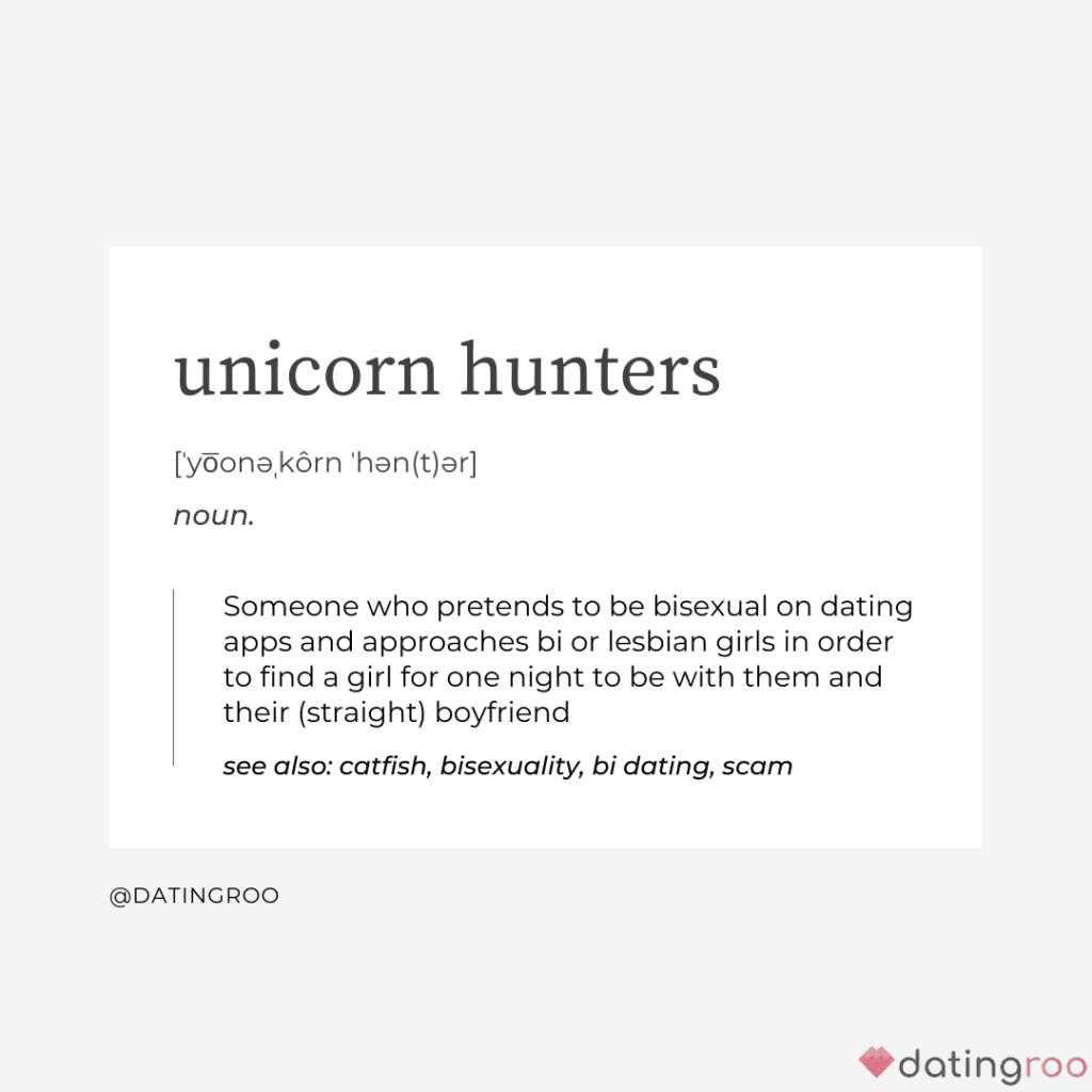 Definition of unicorn hunters, graphic from datingroo instagram