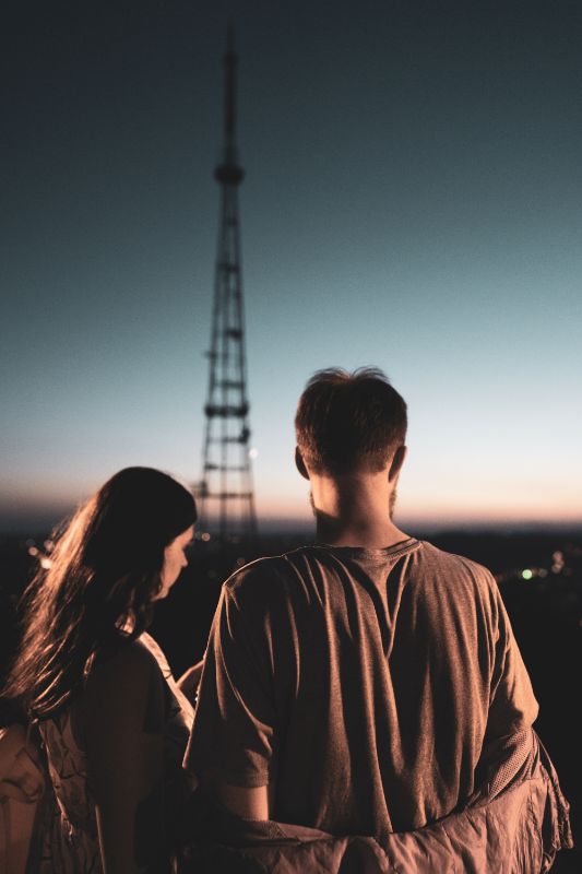 Girl and guy in the sunset