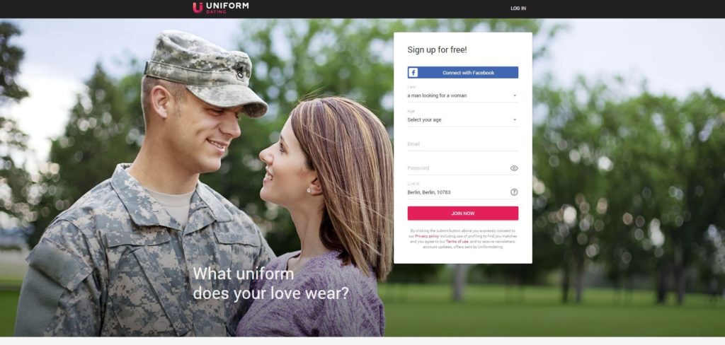 Uniform dating sign up page